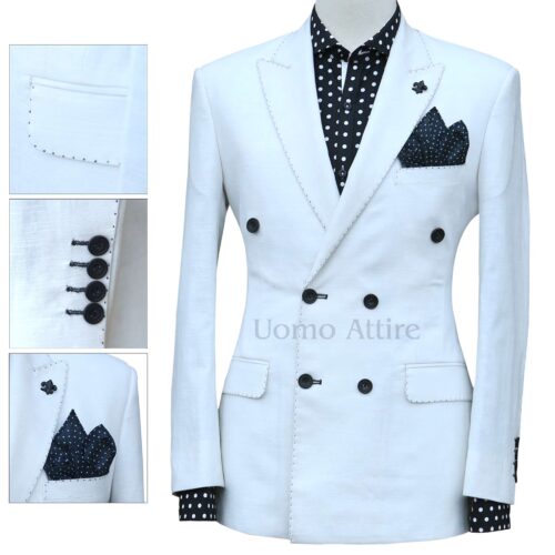 Double Breasted Suit Bespoke Mens Fashion Uomo Attire 4585